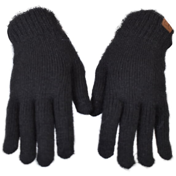 C.C Winter Warm Eco-Friendly Recycled Yarn Touchscreen Texting Gloves, Black