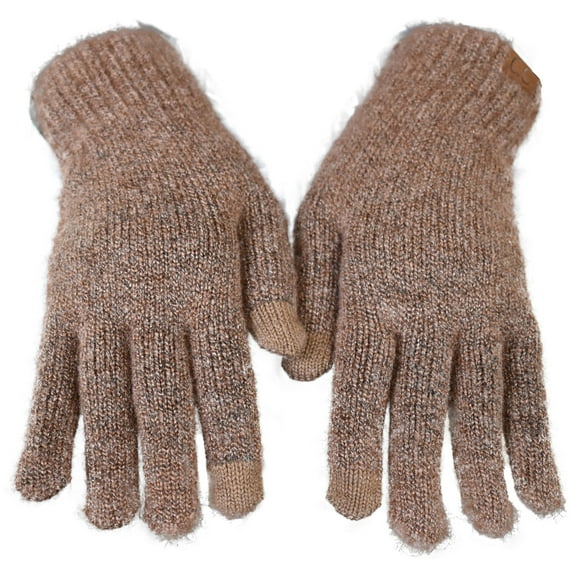 C.C Winter Warm Eco-Friendly Recycled Yarn Touchscreen Texting Gloves, Heather Cacao