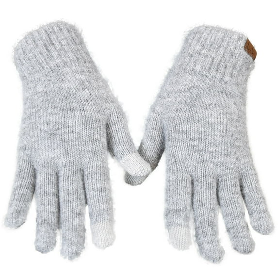 C.C Winter Warm Eco-Friendly Recycled Yarn Touchscreen Texting Gloves, Heather Light Melange Gray