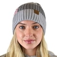thumbnail image 1 of C.C Winter Warm Multi Knit Tricolor Skull Cap Cuff Beanie, Rose/Light Melange Gray, 1 of 4