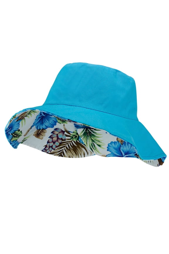 Women's 100% Cotton Crushable Bucket Ponytail Messy Bun Sun Hat Reversible