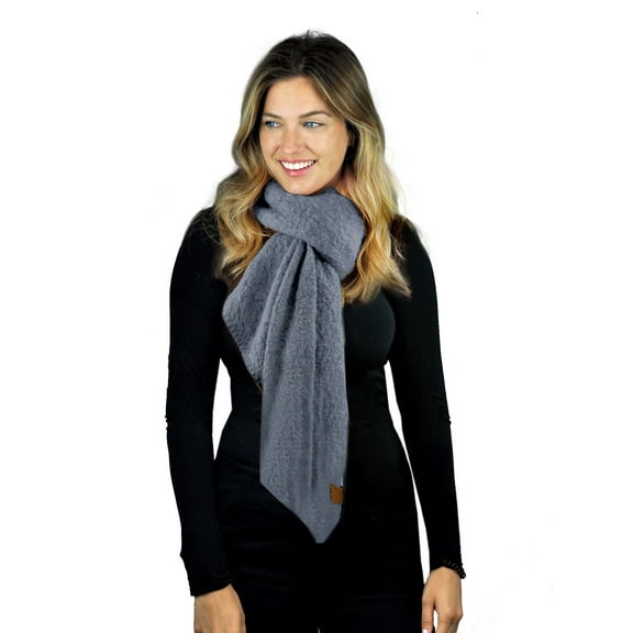 C.C Women's Boucle Knit Bias Cut Whipstitched Edged Long Scarf Wrap, Denim