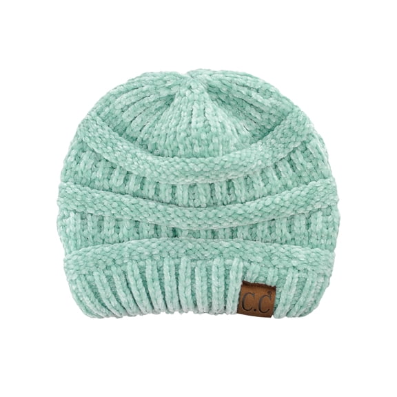 C.C Women's Chenille Soft Warm Thick Knit Beanie Cap Hat-Mint