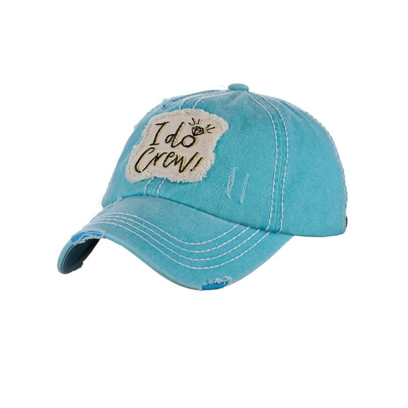 C.C Women's Distressed Vintage Embroidered Patched Bridal Shower Baseball Cap, I Do Crew/Turquoise