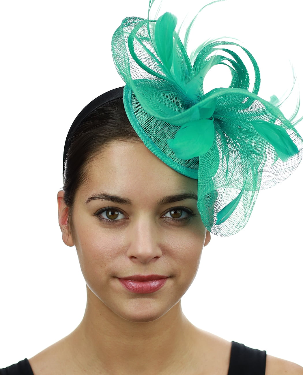 Elegant Green Fascinator Headband Emerald Green Flower Bridal Fascinator With Birdcage Veil  main image 2