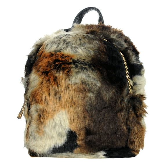 C.C Women's Faux Fur Fuzzy Backpack Schoolbag Shoulder Bag Purse, Brown