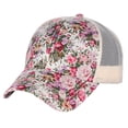 thumbnail image 1 of C.C Women's Floral Pattern Adjustable Mesh Trucker Baseball Cap Hat, Shrub, Beige, 1 of 4