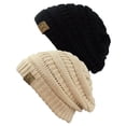 thumbnail image 1 of C.C Women's Knit Beanie Cap Hat (2 PACK), Black/Mauve, 1 of 5