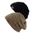 thumbnail image 1 of C.C Women's Knit Beanie Cap Hat (2 PACK), Black/Taupe, 1 of 1