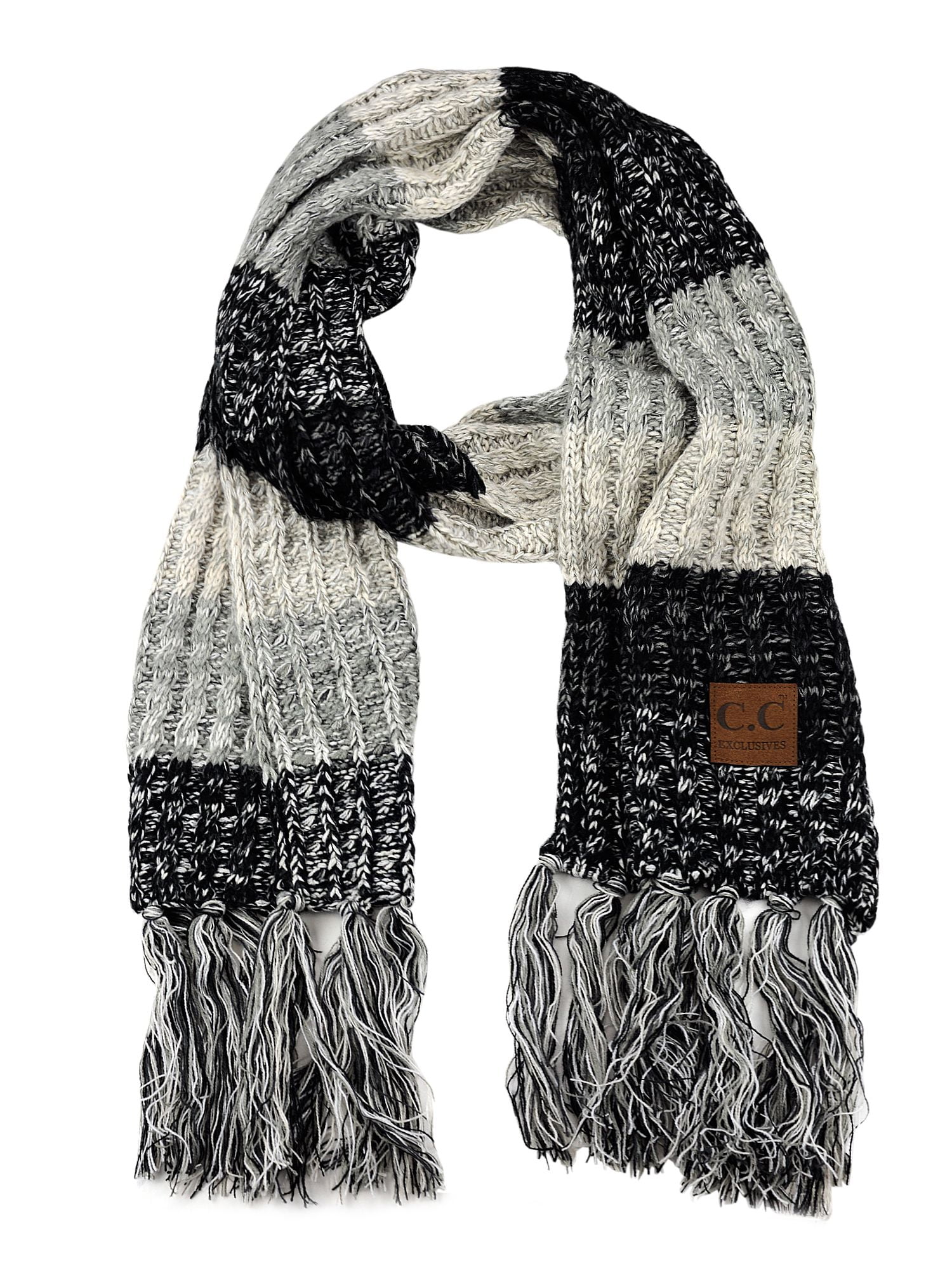 Prestige | Alba Huge Knitted Pom Tassel Scarf | Tan Prestige | Alba Huge Knitted Pom Tassel Scarf | Tan