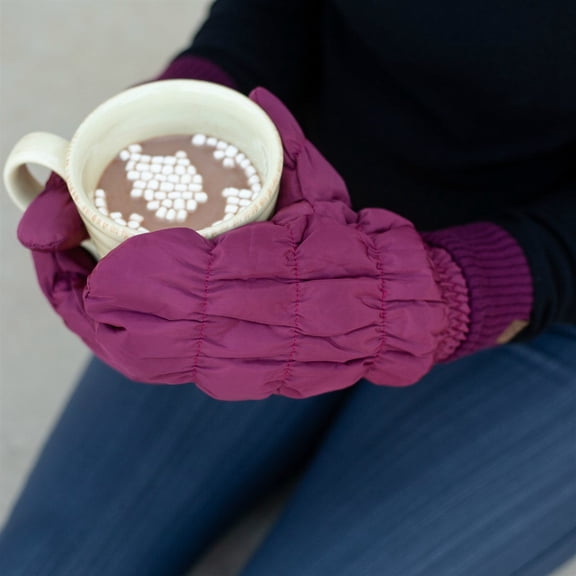 C.C Women's Quilted Thermal Insulation Mittens, Red, Adult 9.5" Total