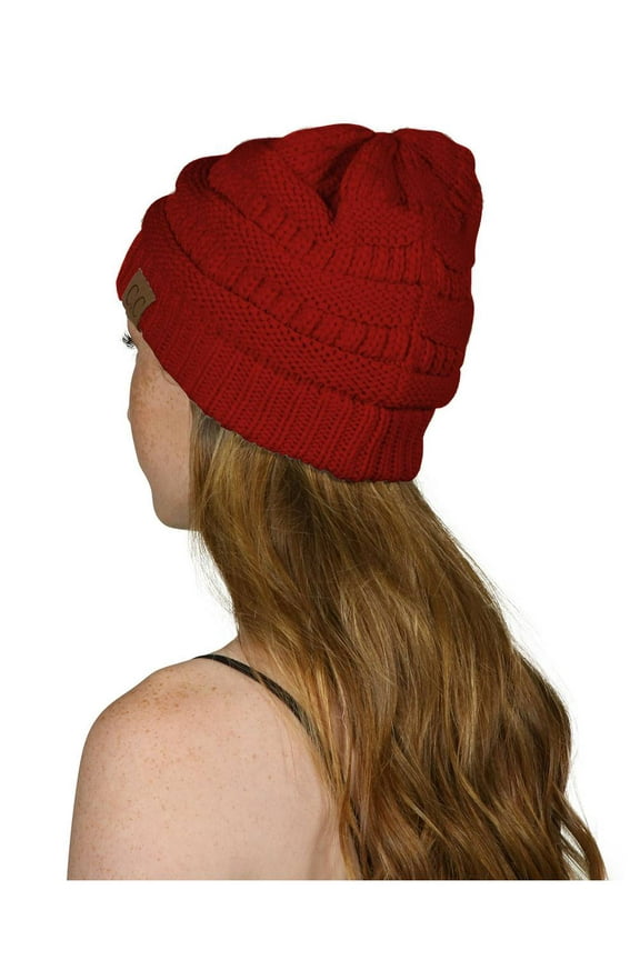 Women's Thick Knit Beanie,  Red