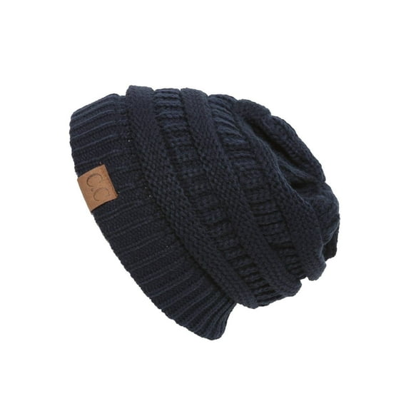C.C Women's Thick Slouchy Knit Beanie Cap Hat, Navy