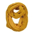 thumbnail image 1 of C.C Women's Winter Cable Knit Sherpa Lined Warm Infinity Pullover Scarf, Mustard, 1 of 4