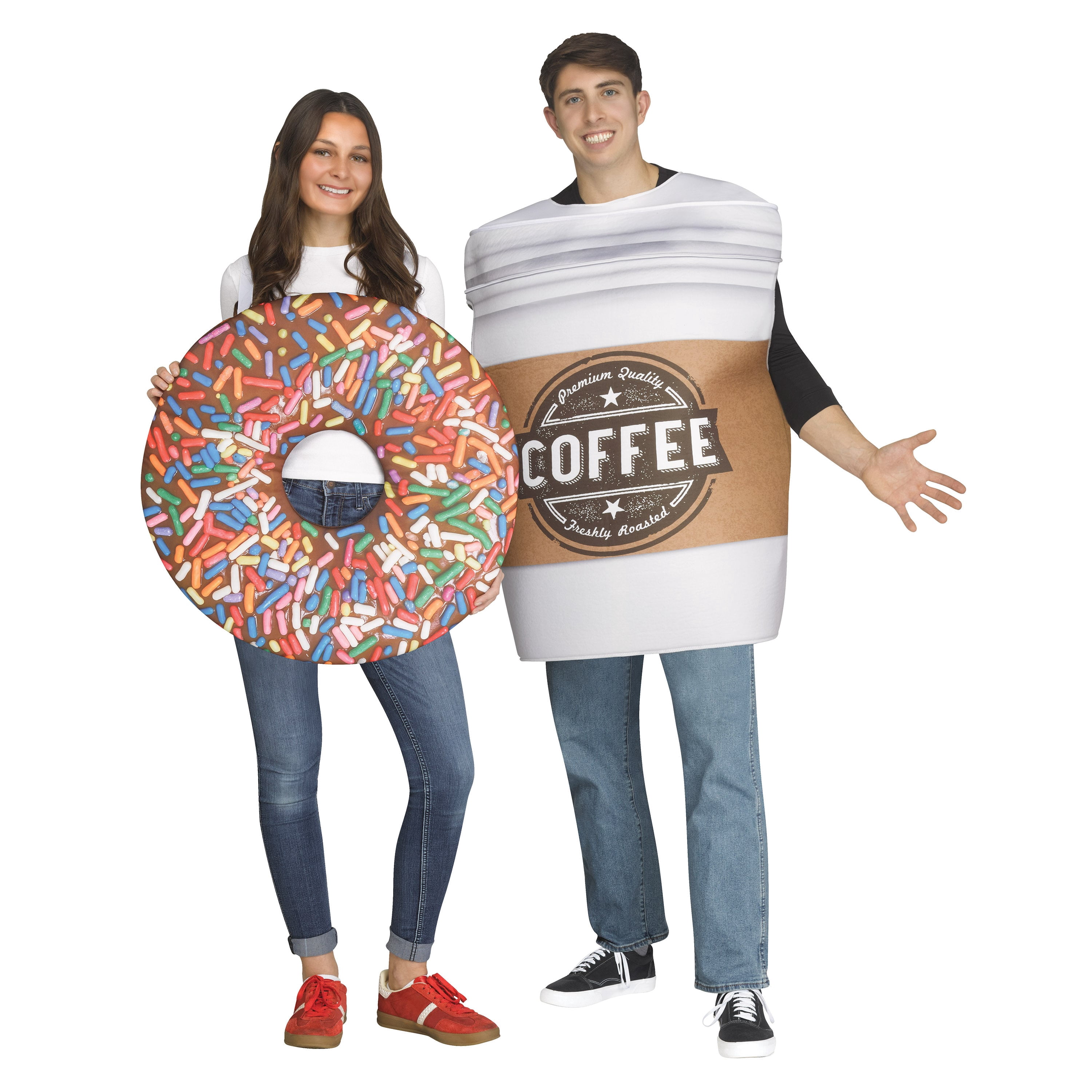 Coffee and Donut, 2pc, Halloween Couple Costume for Adults, Adult Size S-XL (28-42), by Way to Celebrate