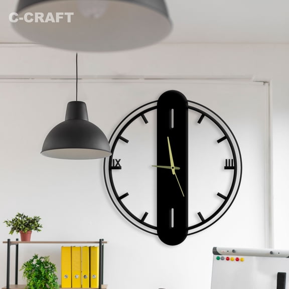C-CRAFT 3D Gamer Diy Modern Wall Clock Silent 14 Inch for Living Room Wall Decor