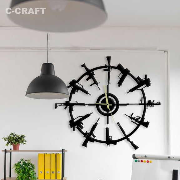C-CRAFT 3D Gamer Diy Modern Wall Clock Silent 14 Inch for Living Room Wall Decor