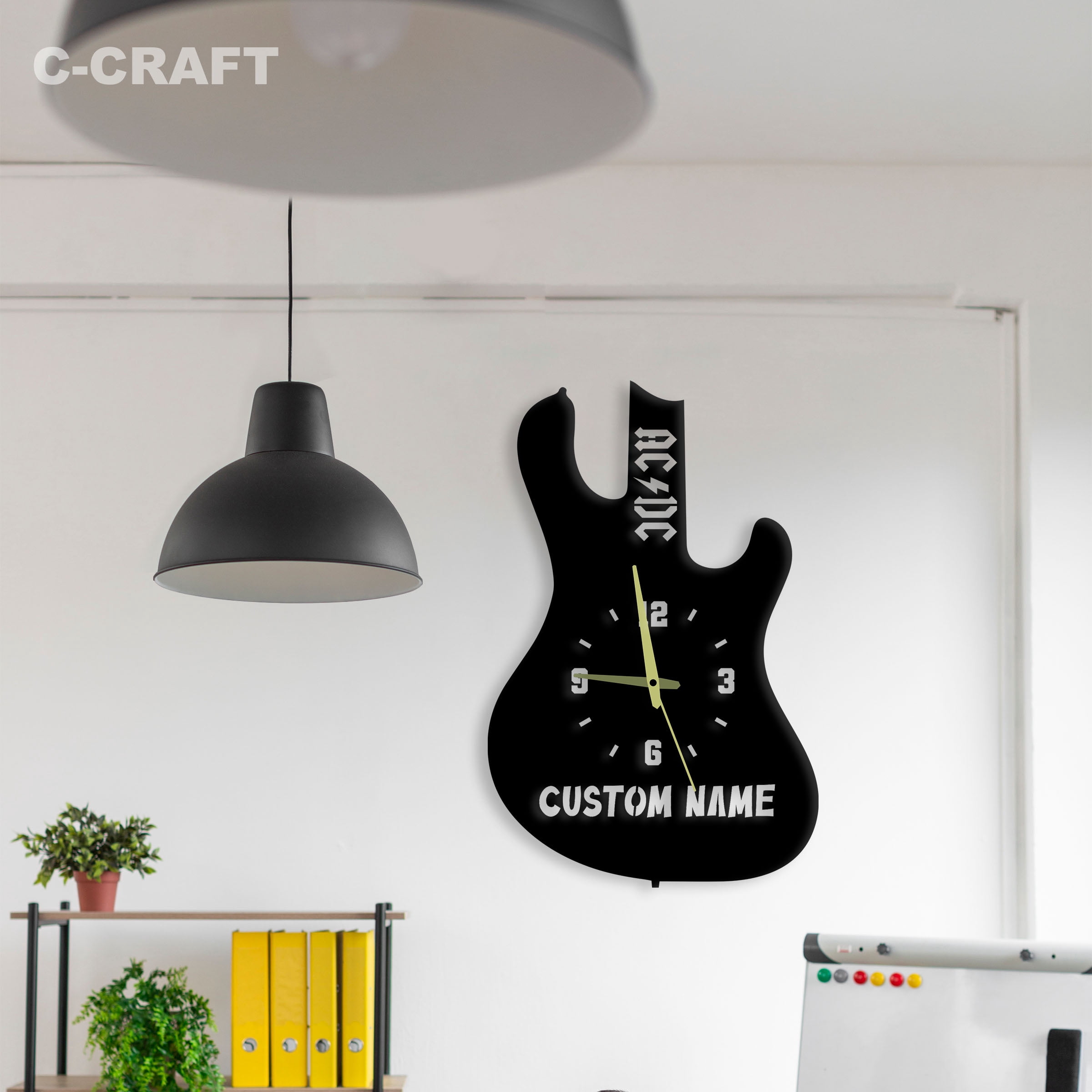 C-CRAFT AC DC Music Modern Wall Clock Silent 14 Inch for Living Room ...