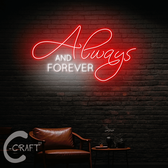 C-CRAFT Always and Forever Neon Led Light Up 27 inch for Valentine & Wedding Bedroom Decor