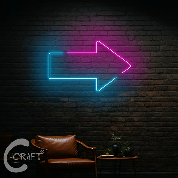 C-CRAFT Arrow Neon Led Light Up 18 inch for Restaurant Home Bar Wall Decor