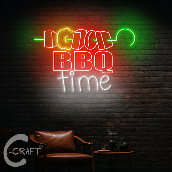 C-CRAFT BBQ Time Neon Led Light for BBQ Restaurant & Grill Bar Wall Art Decor