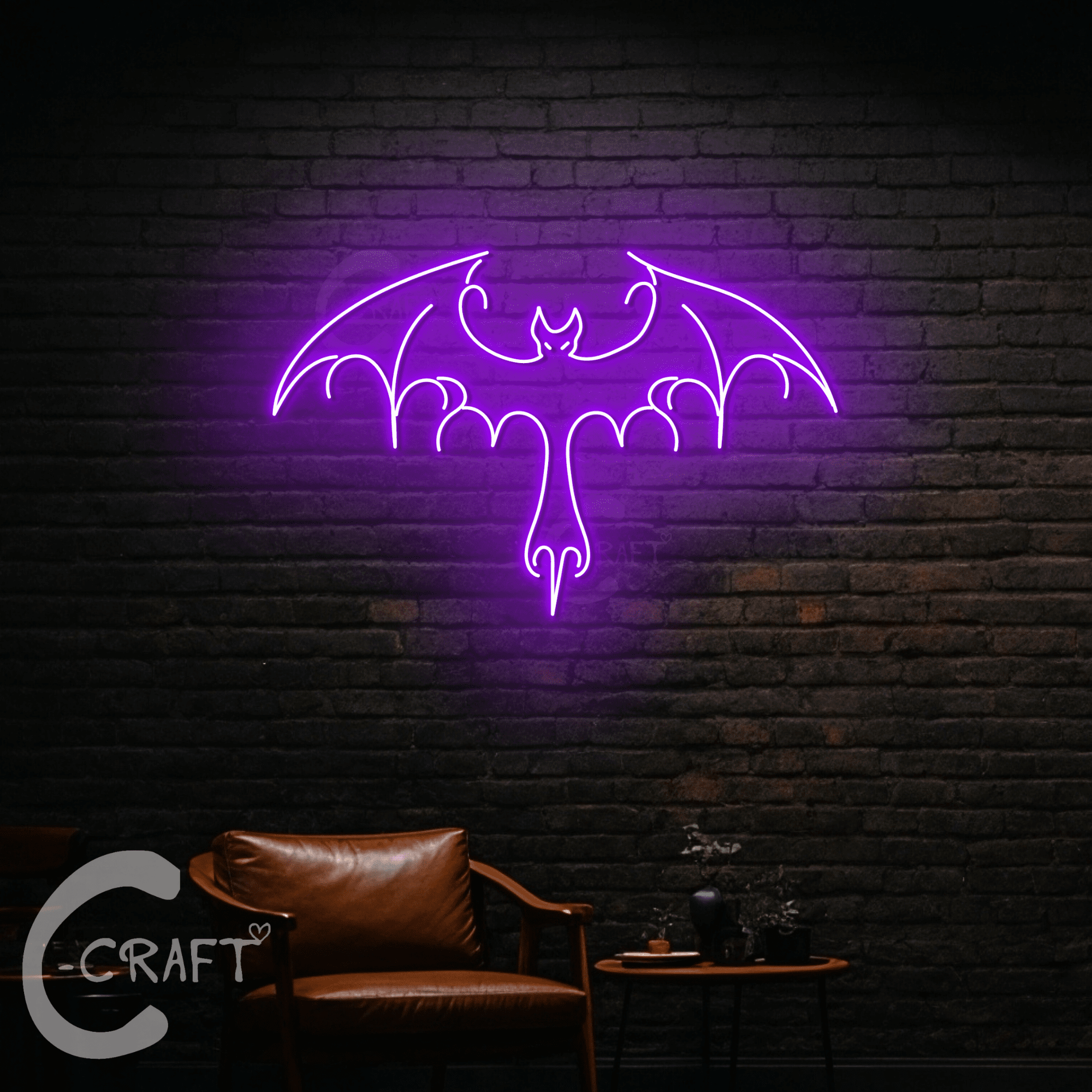 C-CRAFT Bat Neon Light Led Sign 40 inch for Halloween Party Wall Art ...