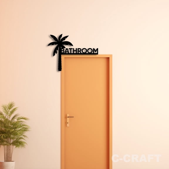 C-CRAFT Bathroom Palm Tree Metal Decorative Door Corner 8 inch For Home & Office Decor