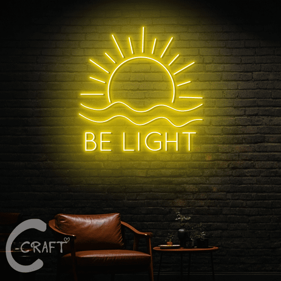 C-CRAFT Be Light Sun and Waves Neon Led Lights 30 inch for Home Office Living Room Bedroom Decor