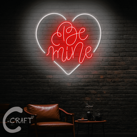 C-CRAFT Be Mine Neon Led Light Sign 25 inch for Valentine Wedding Wall Decor