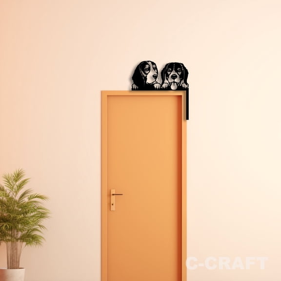 C-CRAFT Beagle Dog Metal Decorative Door Corner 8 inch for Modern Home & Office Decor