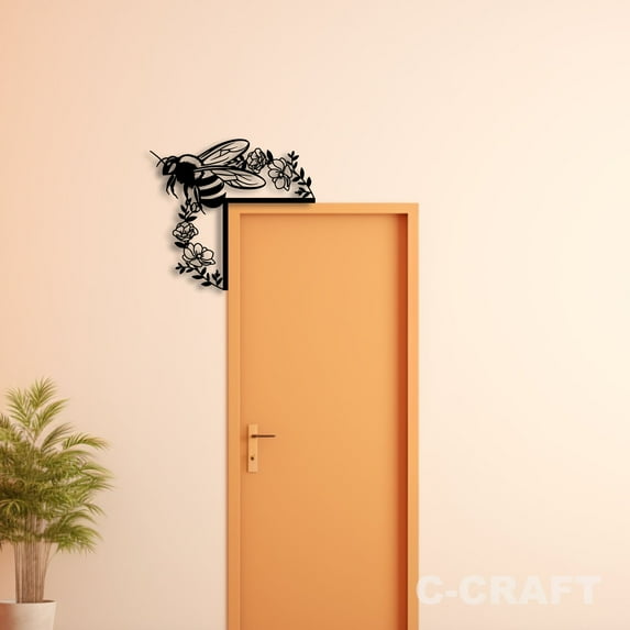 C-CRAFT Bee Metal Decorative Door Corner 8 inch for Modern Home & Office Decor