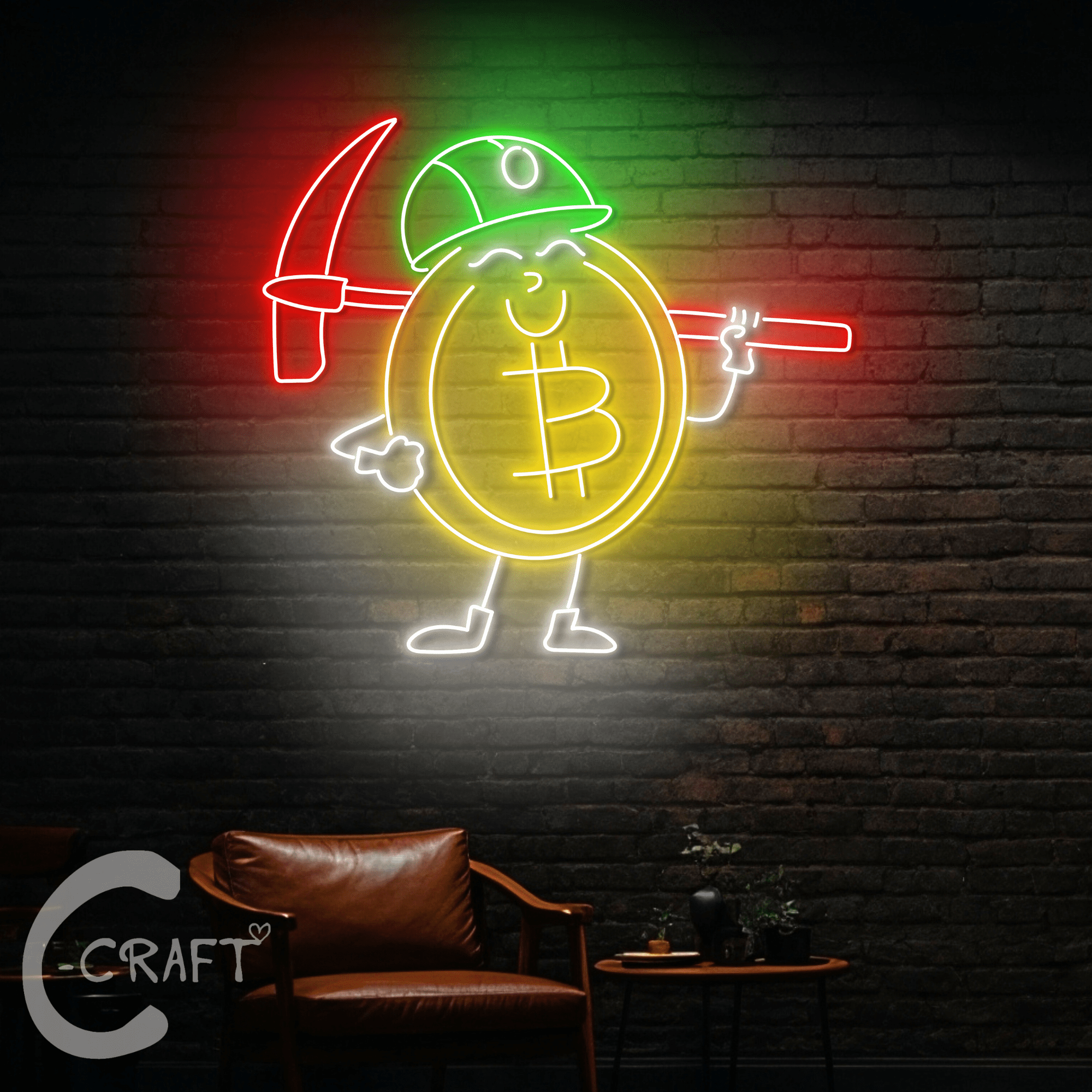 C-CRAFT Bitcoin Miner Neon Led Light Sign 25 inch for Crypto Trading Wall  Decor - Walmart.com