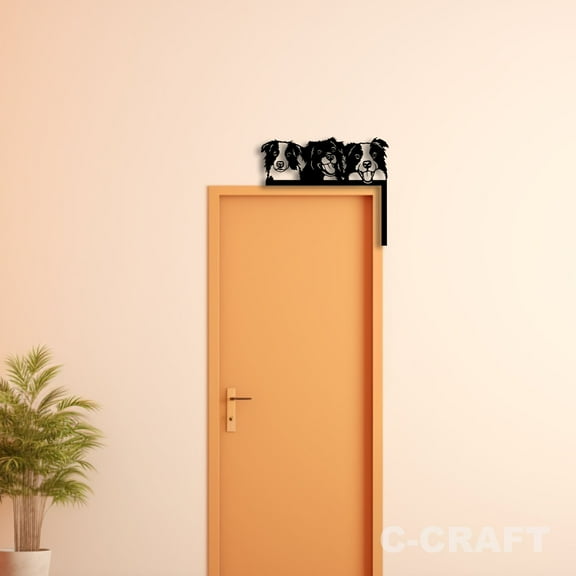 C-CRAFT Border Collie Dog Metal Decorative Door Corner 8 inch for Modern Home & Office Decor