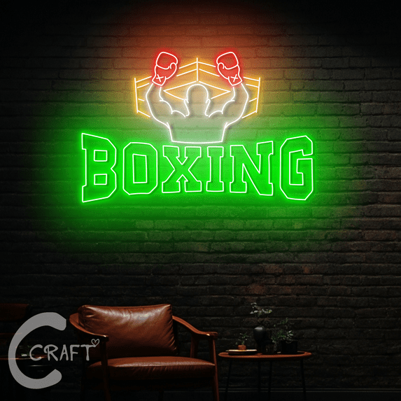 C-CRAFT Boxer Neon Sign LED Light 27 inch for Boxing Day Decor
