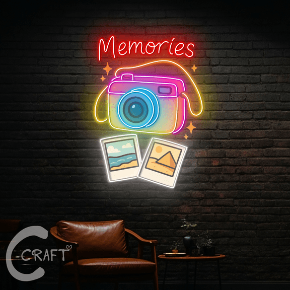 C-CRAFT Camera Acrylic Led Light Sign 20 inch for Camera Store Wall Decor, Gift for Photographer