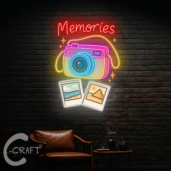 C-CRAFT Camera Acrylic Led Light Sign 25 inch for Camera Store Wall Decor, Gift for Photographer