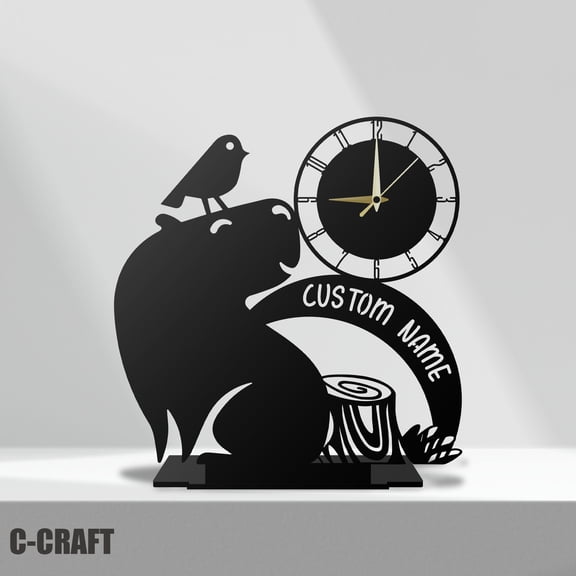 C-CRAFT Capybara Metal Modern Desk Clock 10 inch for Home Office Living Room Bedroom Decor