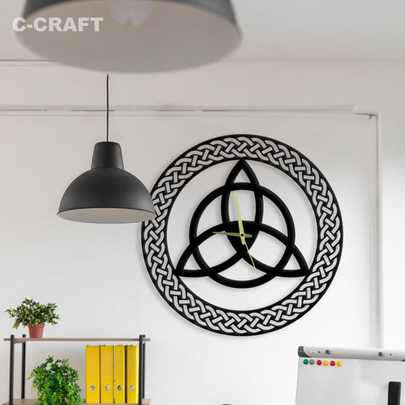 C-CRAFT Celtic Knot Modern Wall Clock Silent 14 Inch for Living Room Wall Decor