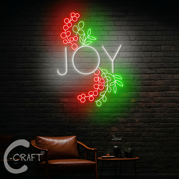 C-CRAFT Christmas Joy Flower Neon Led Light 25 inch for Home Living Room Bedroom Decor