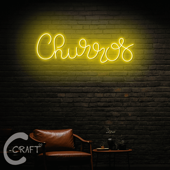 C-CRAFT Churros Neon Led Light Up 35 inch for Open Spanish Churros Shop Decor