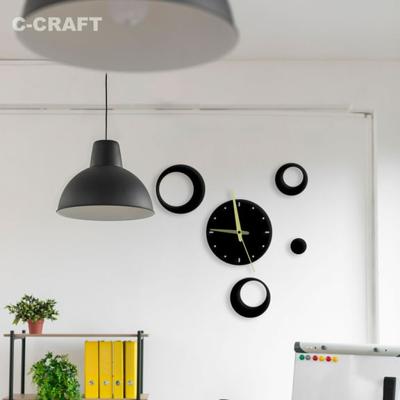 C-CRAFT Circle DIY Modern Wall Clock Silent 14 Inch for Living Room Wall Decor