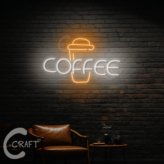 C-CRAFT Coffee Neon Sign Led Light Up 38 inch for Coffee Bar Wall Art Decor