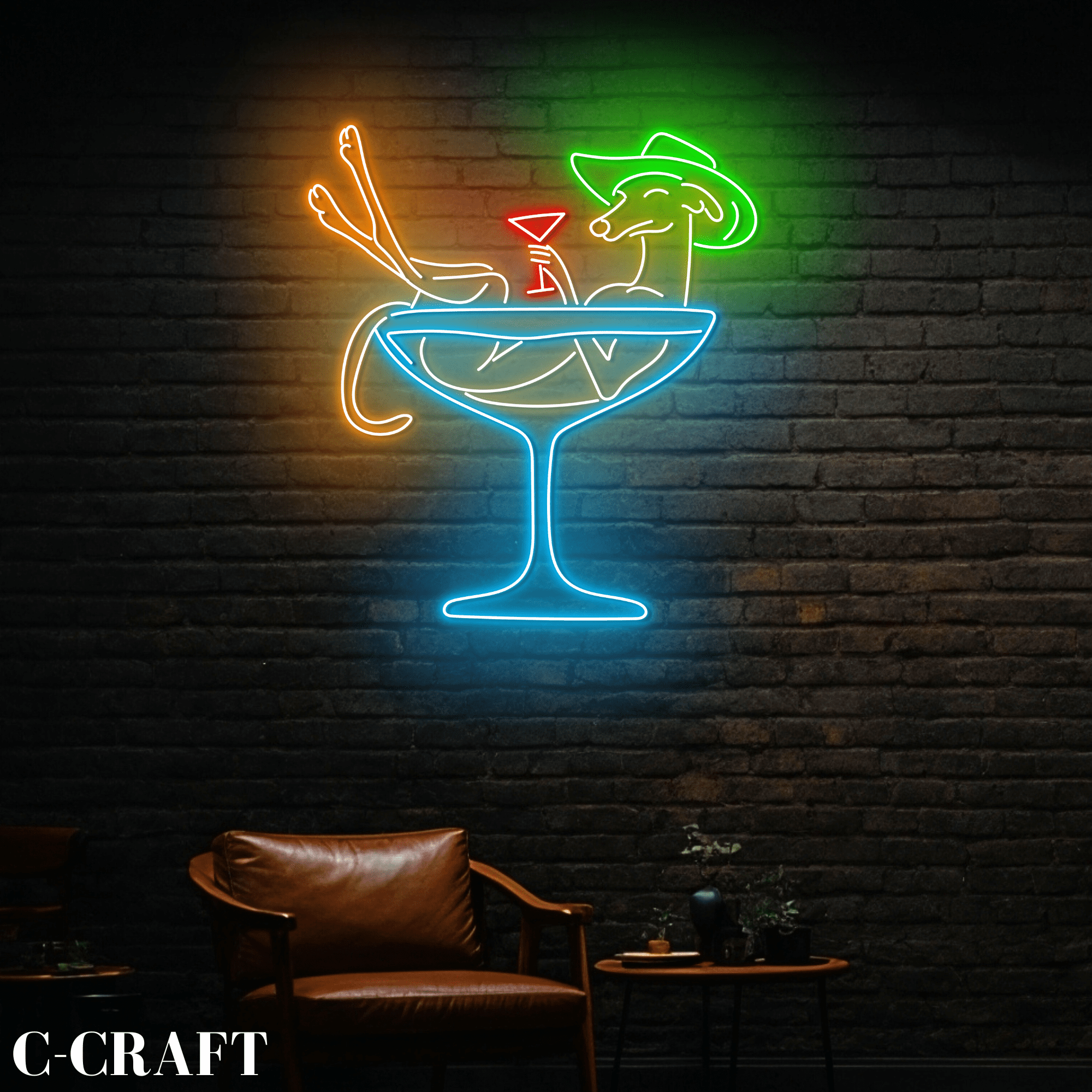 Martini Cocktails Neon Sign, Martini Glass Led Sign, Cocktail Martini