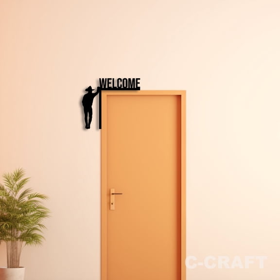 C-CRAFT Cowboy Metal Decorative Door Corner 8 inch for Modern Home & Office Decor