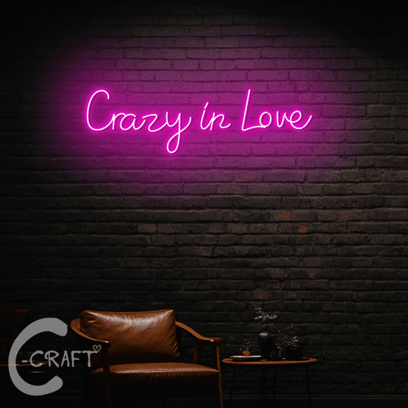 C-CRAFT Crazy In Love Neon Led Light Sign 18 inch for Valentine Wedding Home Bedroom Wall Decor
