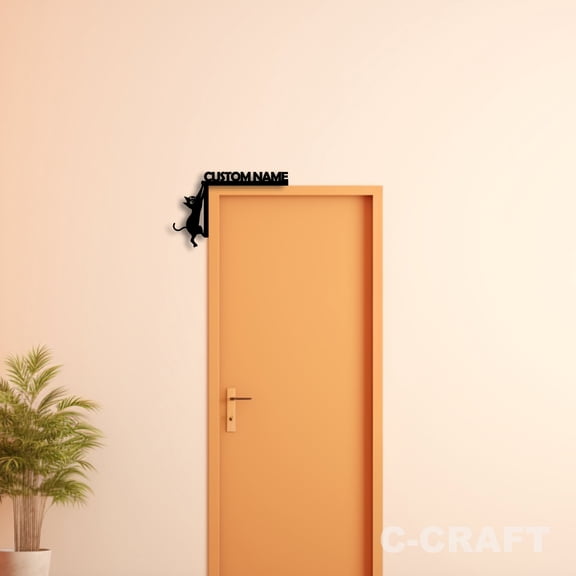 C-CRAFT Custom Cat Metal Decorative Door Corner 8 inch For Home & Office Decor