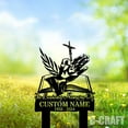 thumbnail image 1 of C-CRAFT Custom Cross With Praying Hand Bible Laurel Memorial Metal Garden Stake Weather Resistant, 1 of 4