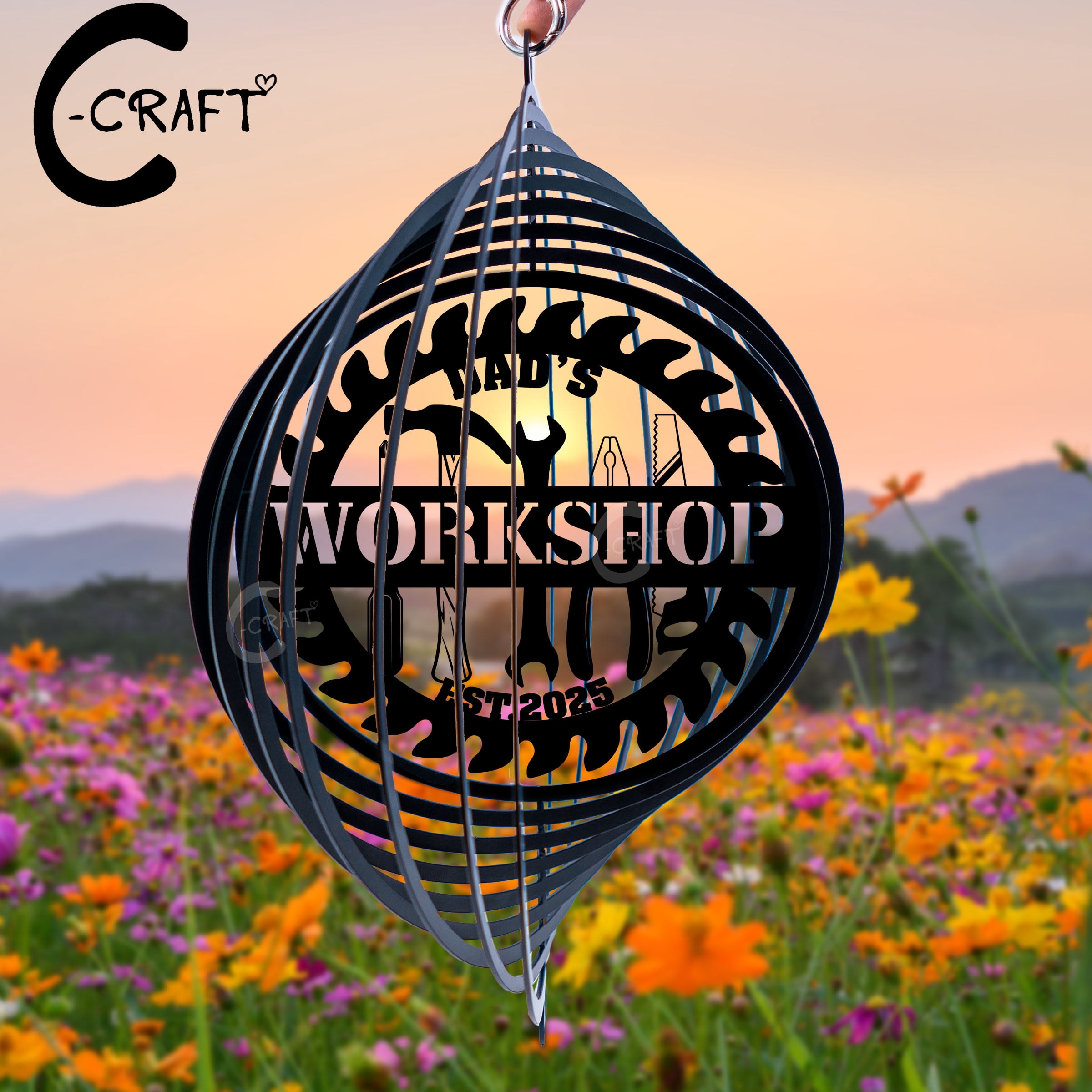 C-CRAFT Custom Dad's Workshop Wind Spinner 12 inches Metal Sign ...