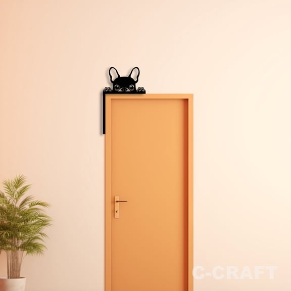 C-CRAFT Cute French Bulldog Metal Decorative Door Corner 8 inch For Home & Office Decor