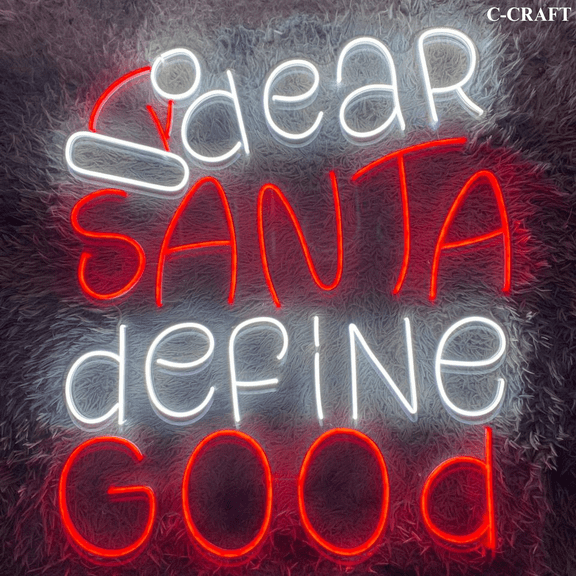C-CRAFT Dear Santa Define Good Christmas Neon Sign LED Light 25 inch for Wall Decor